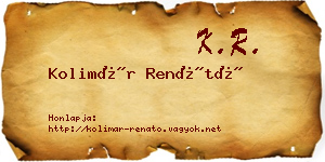 Kolimár Renátó névjegykártya